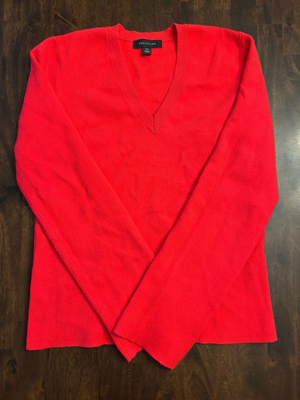 Ann Taylor Red Orange V-Neck Pullover Sweater, XXS